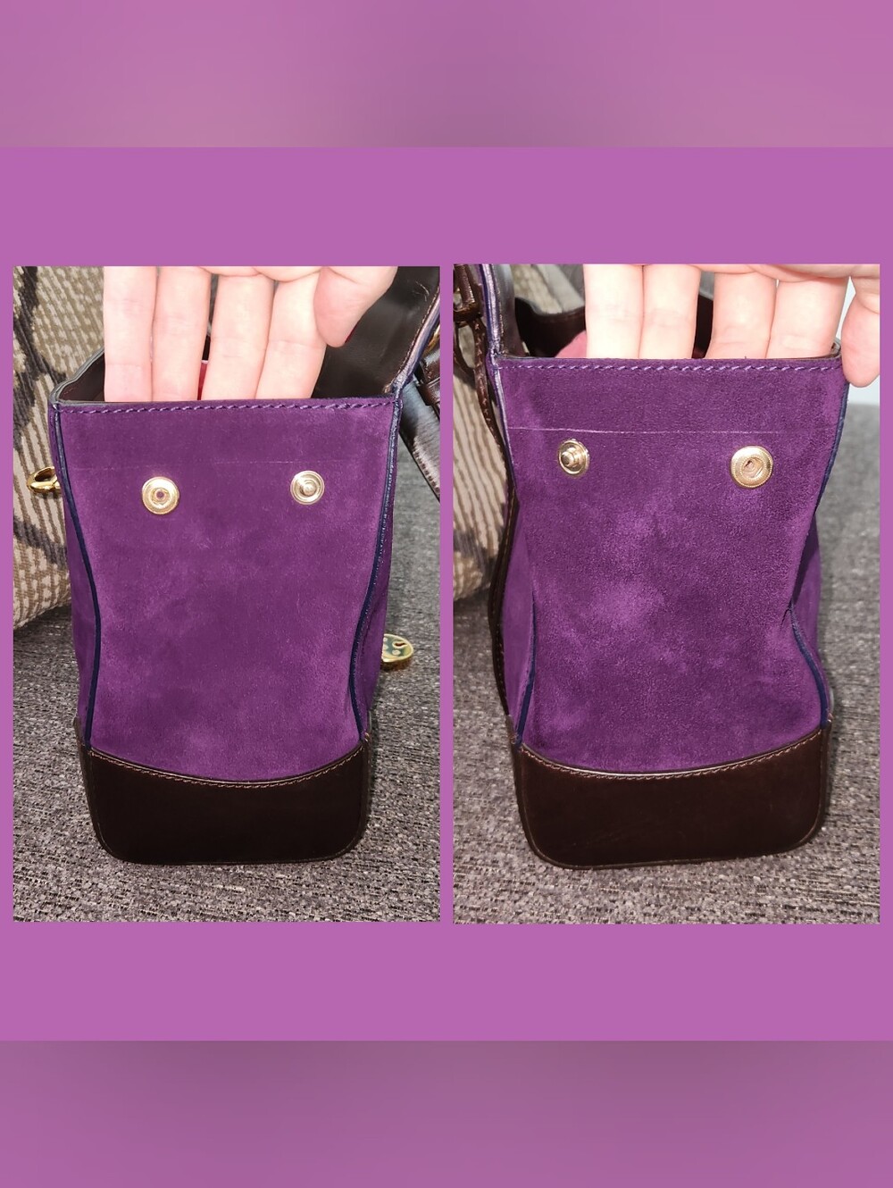 💜RARE Ralph Lauren💜 - Deep Purple Suede Tiffin 27 Satchel Bag - Picture 10 of 15